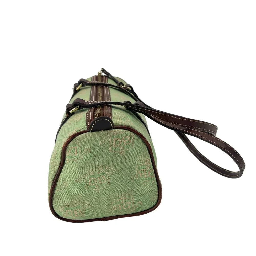 Dooney & Bourke 90s Y2K Light Green & Gold Logo Barrell Bag - Picture 4 of 10